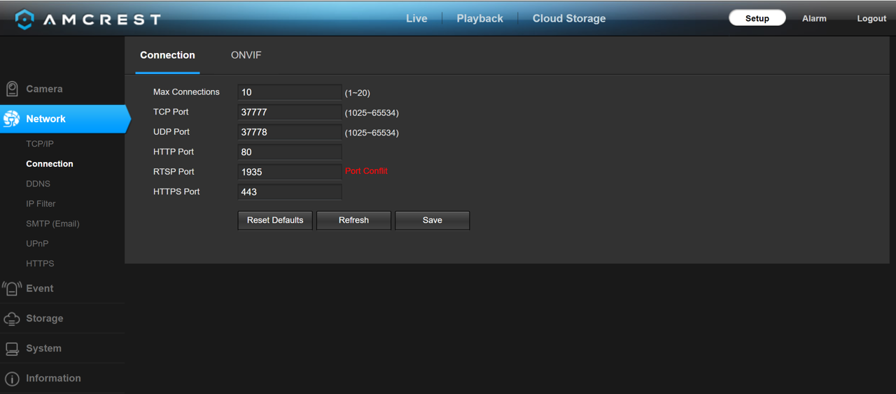 Amcrest Network Connection RTSP Port Change Screen.png