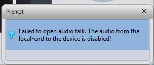Audio Talk Error Msg